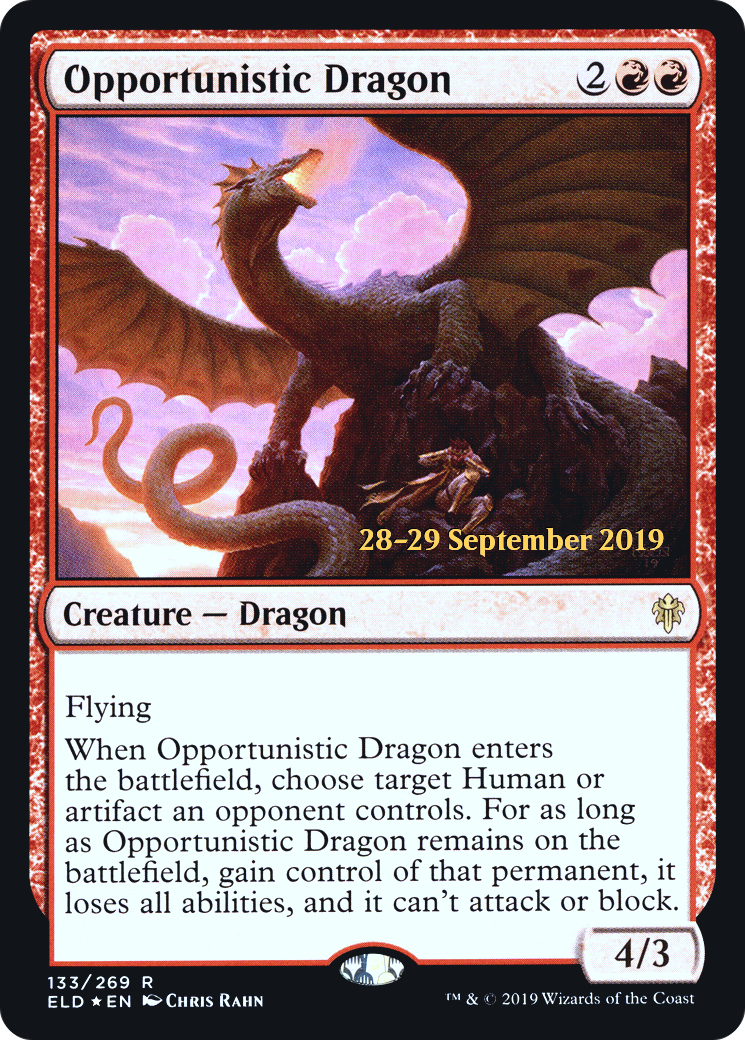 Opportunistic Dragon [Throne of Eldraine Prerelease Promos]-1