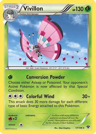 Vivillon (17/146) (Meadow Form/Pink Wings) [XY: Base Set]-1