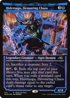 Hidetsugu, Devouring Chaos (Neon Ink Blue) [Kamigawa: Neon Dynasty]-1