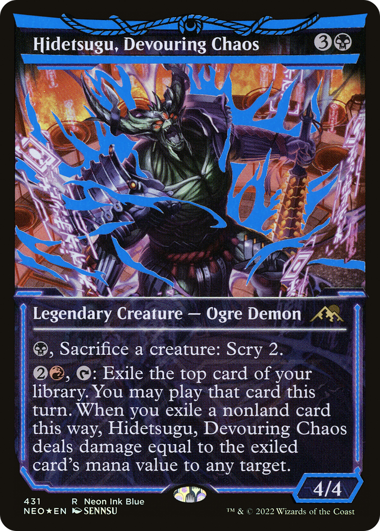 Hidetsugu, Devouring Chaos (Neon Ink Blue) [Kamigawa: Neon Dynasty]-1