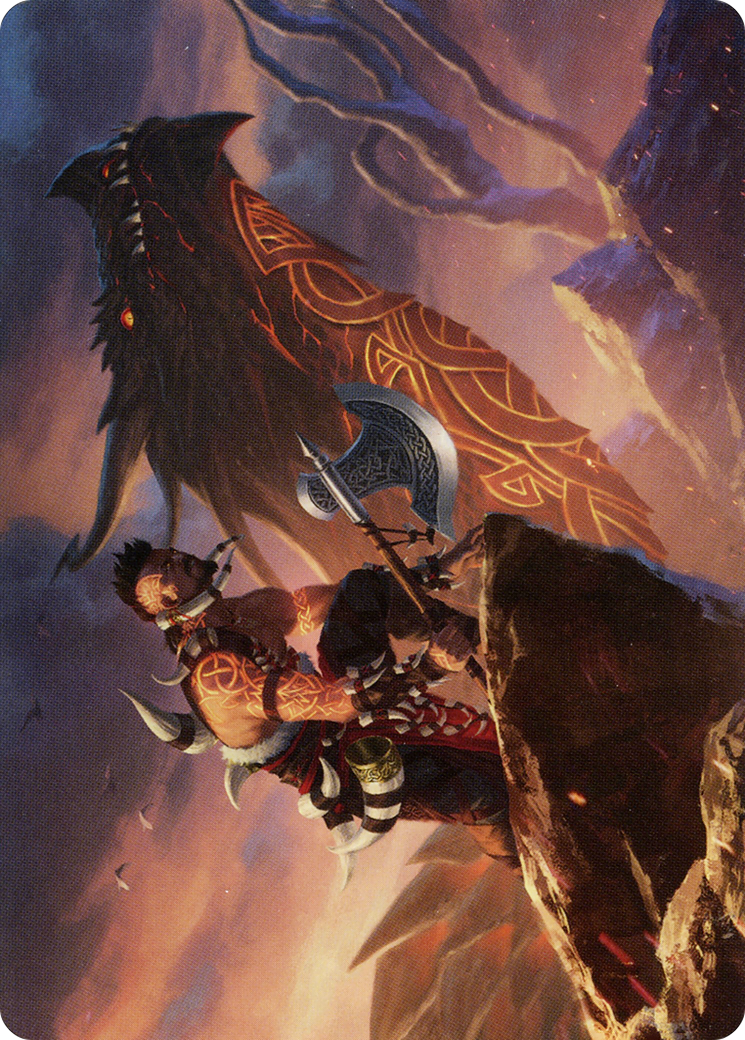 Dragonkin Berserker // Dragonkin Berserker (ASKHM-032) - Art Series: Kaldheim (Borderless) Foil-3