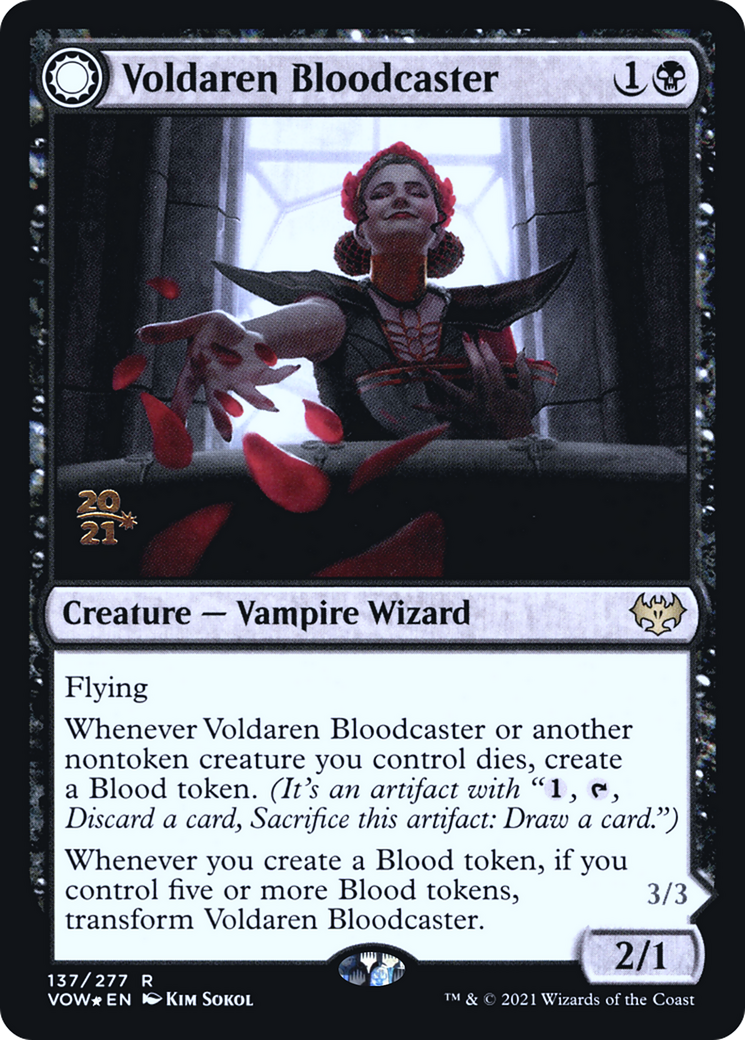 Voldaren Bloodcaster (PRE-137) - Innistrad: Crimson Vow Promos: (Double Faced Transform) Foil-1