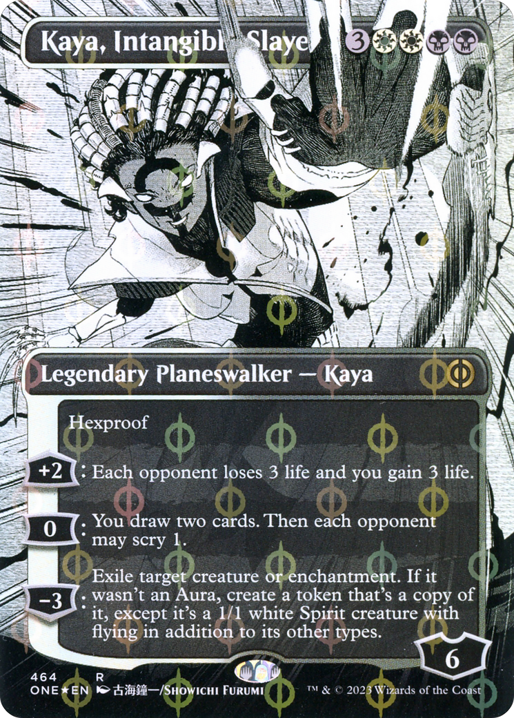 Kaya, Intangible Slayer (Borderless Manga Step-and-Compleat Foil) [Phyrexia: All Will Be One]-1
