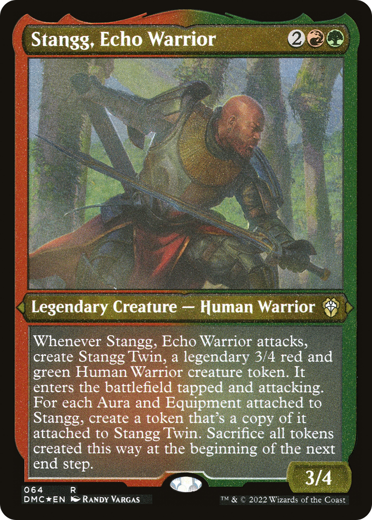 Stangg, Echo Warrior (DMC-064) - Dominaria United Commander Etched Foil-1