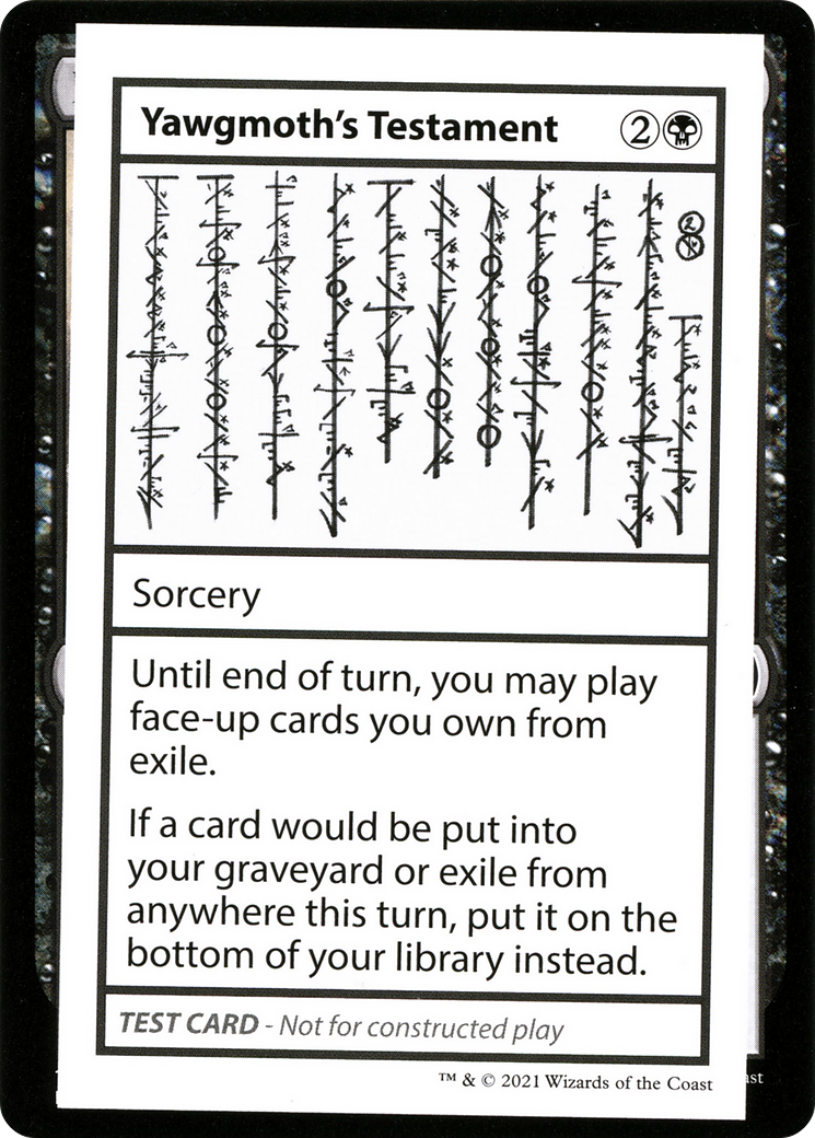 Yawgmoth's Testament (No PW Symbol) (CMB1-) - Mystery Booster Playtest Cards 2021-1
