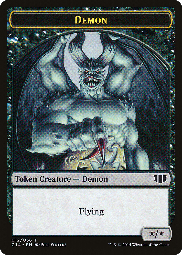 Demon (012/036) // Zombie (016/036) Double-Sided Token [Commander 2014 Tokens]-3