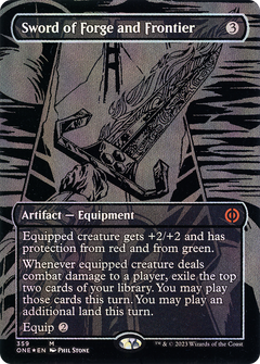 Sword of Forge and Frontier (Oil Slick Raised Foil) [Phyrexia: All Will Be One]-1