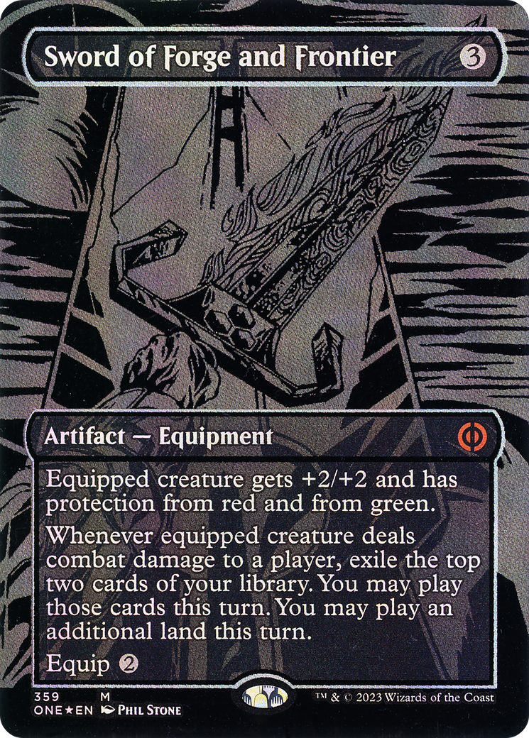 Sword of Forge and Frontier (Oil Slick Raised Foil) [Phyrexia: All Will Be One]-1