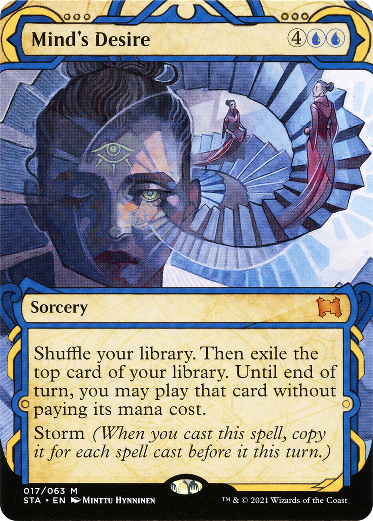 Mind's Desire (STA-017) - Strixhaven Mystical Archive: (Showcase) (Borderless) Etched Foil-1