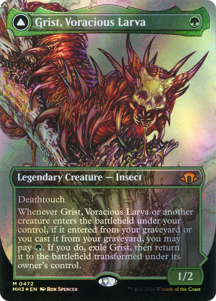 Grist, Voracious Larva // Grist, the Plague Swarm (Borderless) (Textured Foil) [Modern Horizons 3]-4