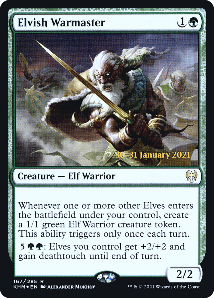 Elvish Warmaster [Kaldheim Prerelease Promos]-1