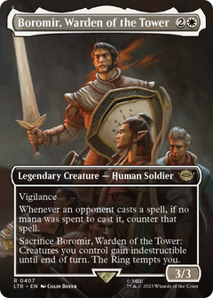 Boromir, Warden of the Tower (Borderless Alternate Art) [The Lord of the Rings: Tales of Middle-Earth]-1