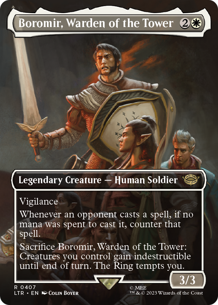 Boromir, Warden of the Tower (Borderless Alternate Art) [The Lord of the Rings: Tales of Middle-Earth]-1