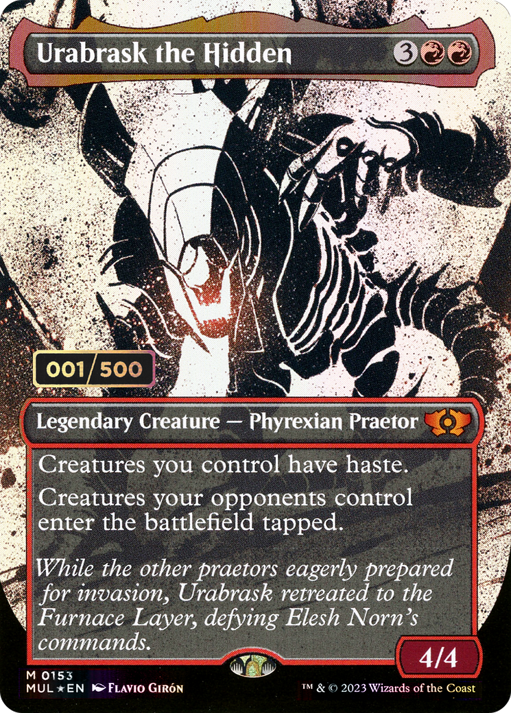 Urabrask the Hidden (Serial Numbered) (MUL-153) - Multiverse Legends: (Showcase) (Borderless) Foil-1
