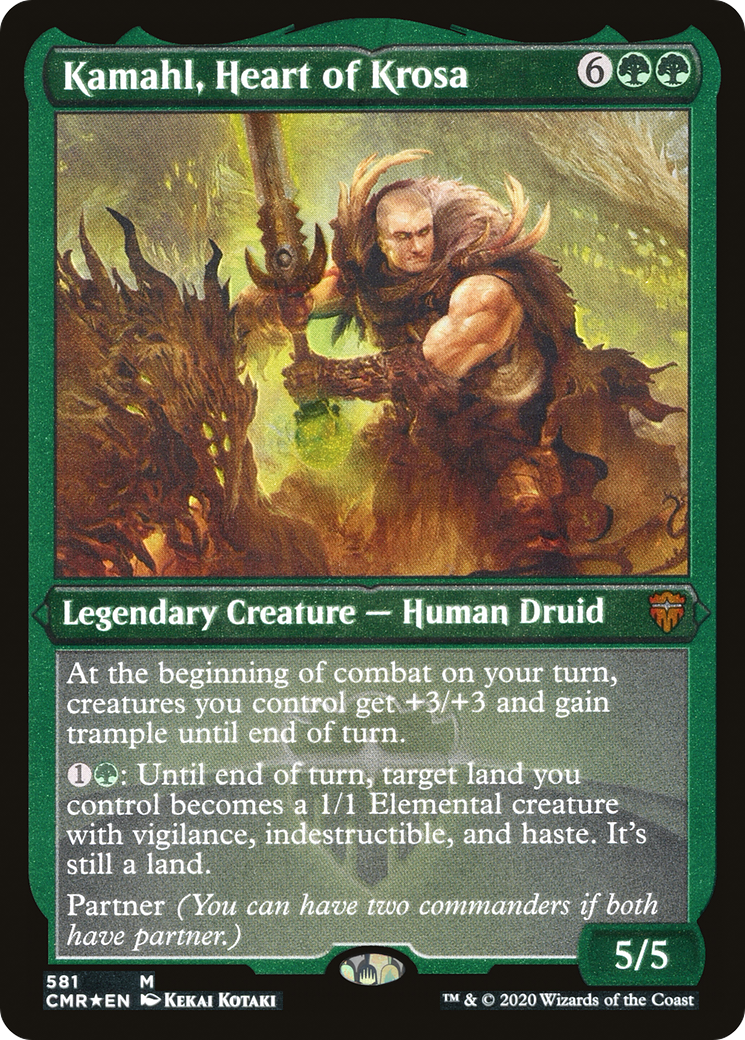 Kamahl, Heart of Krosa (Etched) [Commander Legends]-1