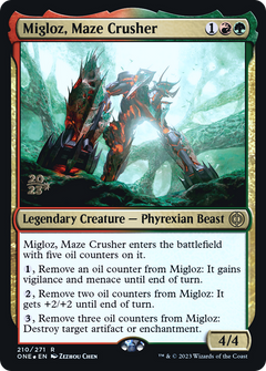 Migloz, Maze Crusher [Phyrexia: All Will Be One Prerelease Promos]-1