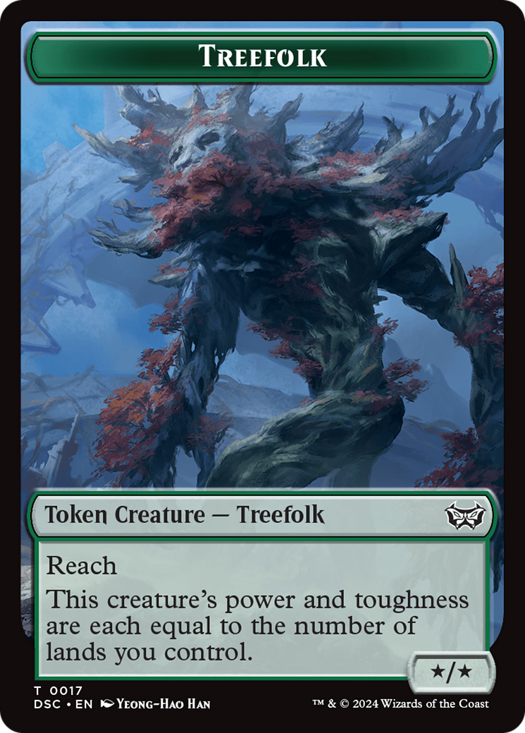 Treefolk // Spider Double-Sided Token [Duskmourn: House of Horror Commander Tokens]-1