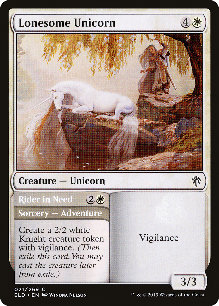 Lonesome Unicorn // Rider in Need [Throne of Eldraine]-1