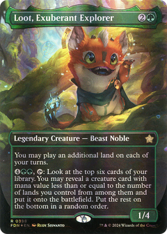 Loot, Exuberant Explorer (Borderless) (Mana Foil) [Foundations]-1