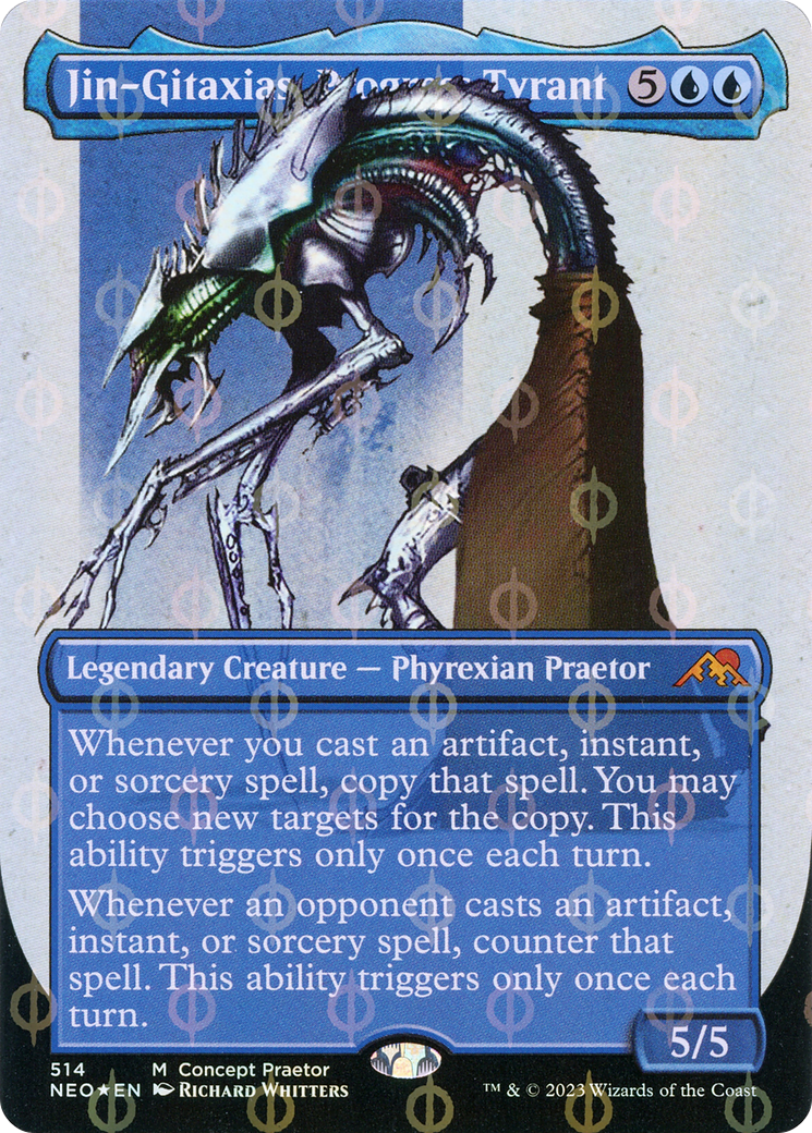 Jin-Gitaxias, Progress Tyrant (Borderless Concept Praetors Step-and-Compleat Foil) [Phyrexia: All Will Be One]-1