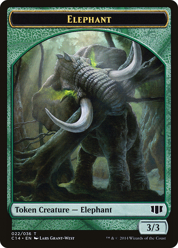 Elephant // Elf Warrior Double-Sided Token [Commander 2014 Tokens]-3
