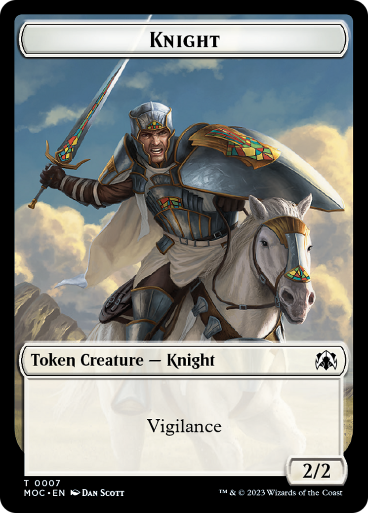 Knight (7) // Spirit (14) Double-Sided Token [March of the Machine Commander Tokens]-1