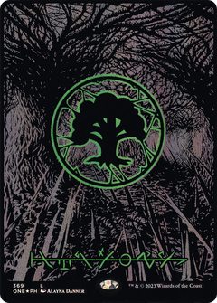 Forest (369) (Oil Slick Raised Foil) [Phyrexia: All Will Be One]-1