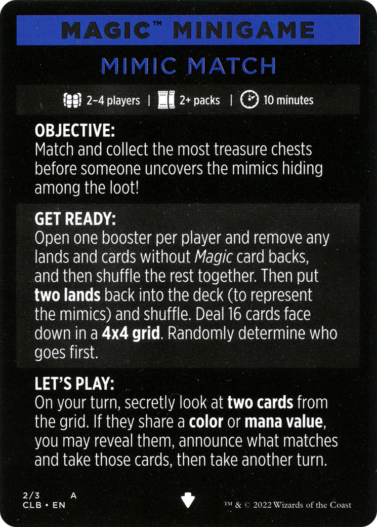 Mimic Match // Mimic Match (cont'd) (MCLB-002) - Commander Legends: Battle for Baldur's Gate Minigames Foil-3