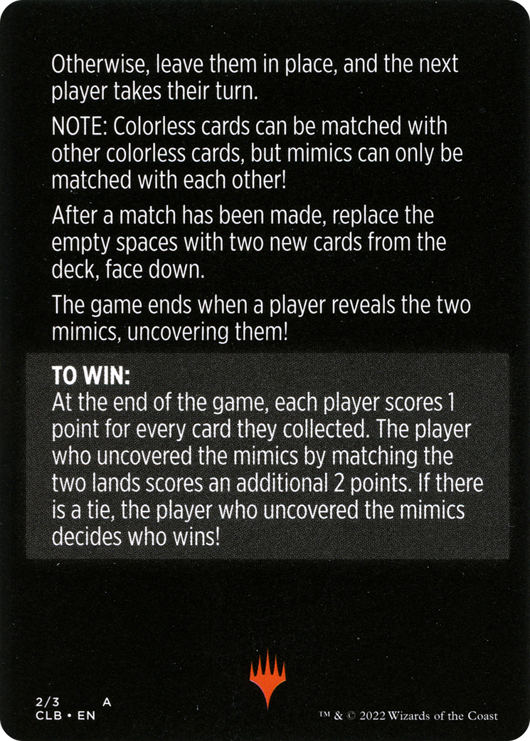 Mimic Match // Mimic Match (cont'd) (MCLB-002) - Commander Legends: Battle for Baldur's Gate Minigames-2
