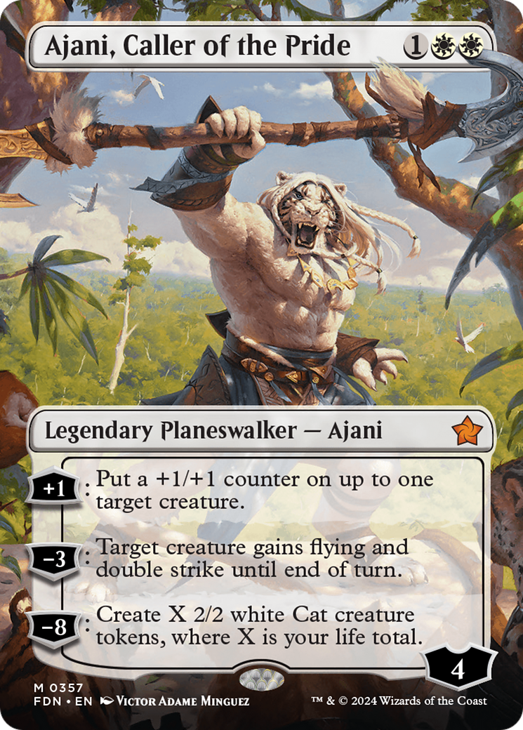 Ajani, Caller of the Pride (Borderless) [Foundations]-1