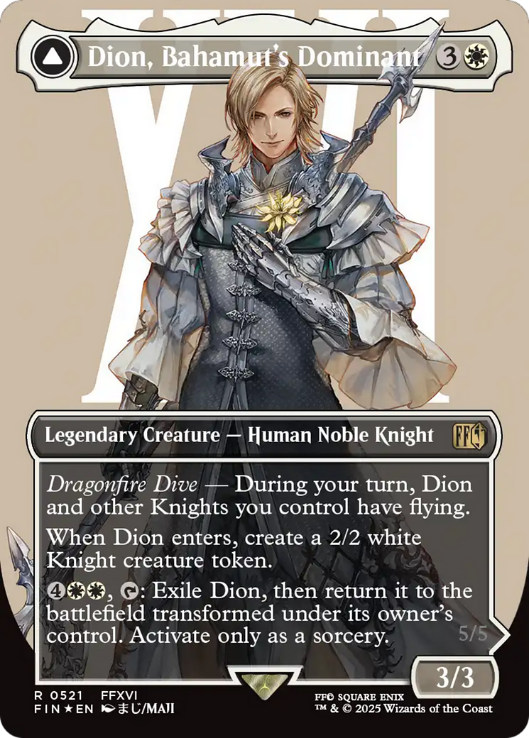Dion, Bahamut's Dominant // Bahamut, Warden of Light (Borderless) (Surge Foil) [FINAL FANTASY]-3
