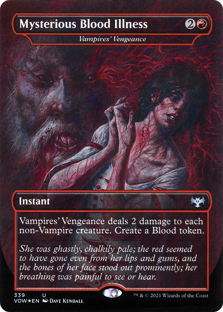 Mysterious Blood Illness - Vampires' Vengeance (VOW-339) - Innistrad: Crimson Vow / Mysterious Blood Illness (Borderless) Foil-1