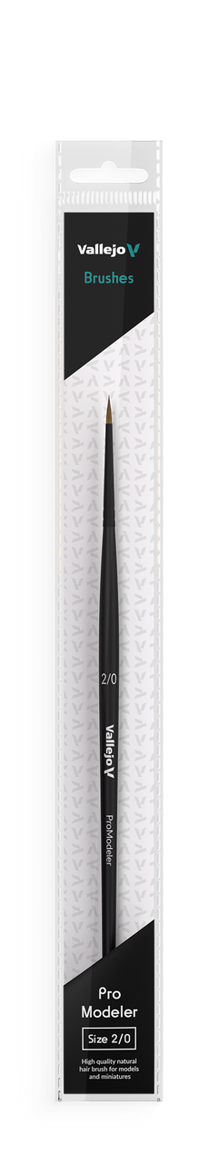 Vallejo Hobby Brushes: Pro Modeler Natural Hair Round Brush No. 2/0-1
