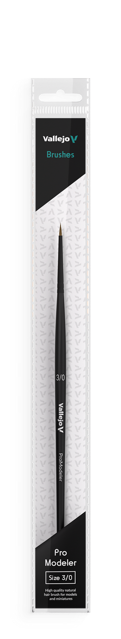 Vallejo Hobby Brushes: Pro Modeler Natural Hair Round Brush No. 3/0-1