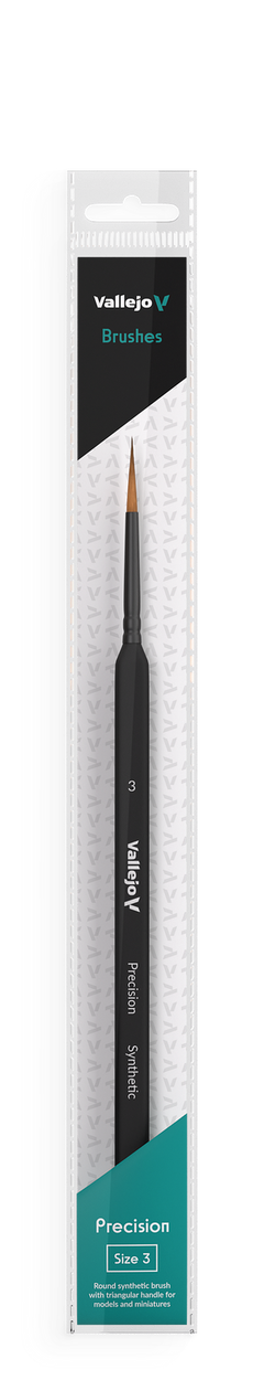 Vallejo Hobby Brushes: Precision Round Synthetic Brush, Triangular Handle No. 3-1
