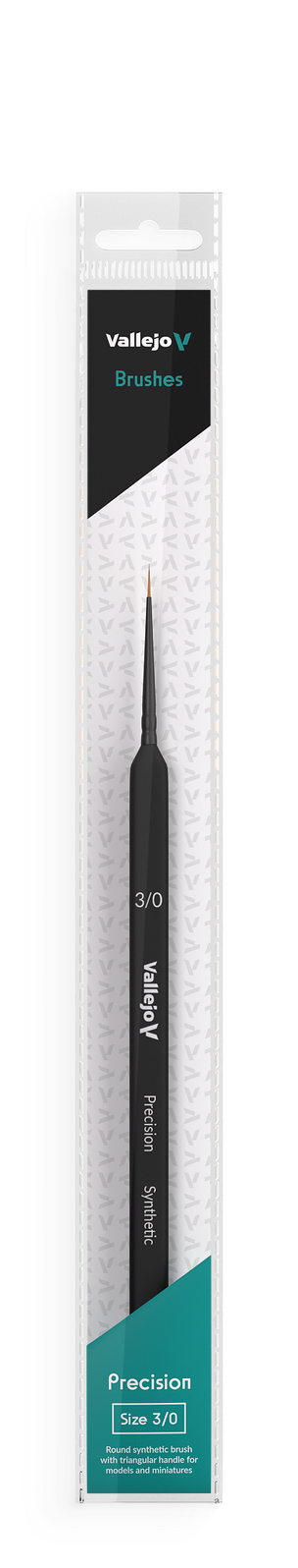 Vallejo Hobby Brushes: Precision Round Synthetic Brush, Triangular Handle No. 3/0-1