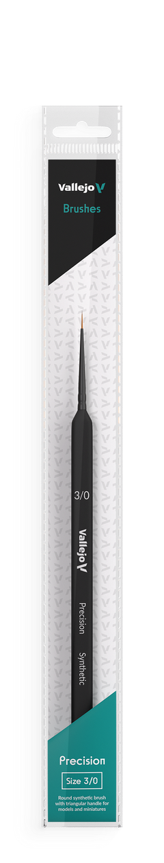 Vallejo Hobby Brushes: Precision Round Synthetic Brush, Triangular Handle No. 3/0-1