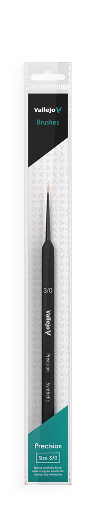 Vallejo Hobby Brushes: Precision Round Synthetic Brush, Triangular Handle No. 3/0