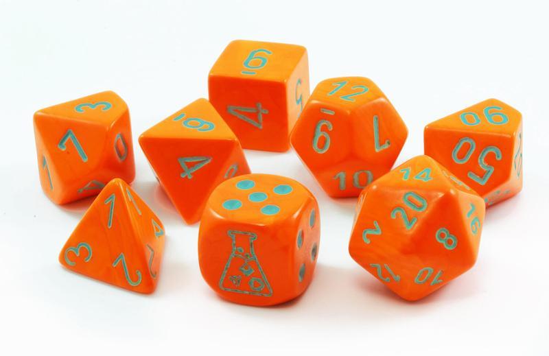 CHX30038 Heavy Orange/turquoise 7-Set Lab Dice-1