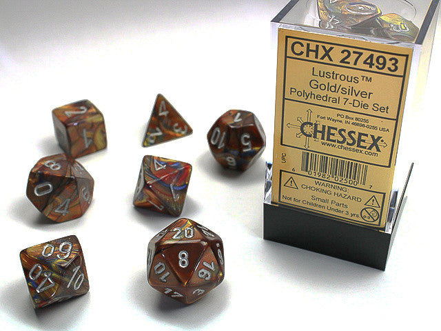 CHX Mini Dice 20493: Lustrous Gold/ Silver 7-Die Set-1