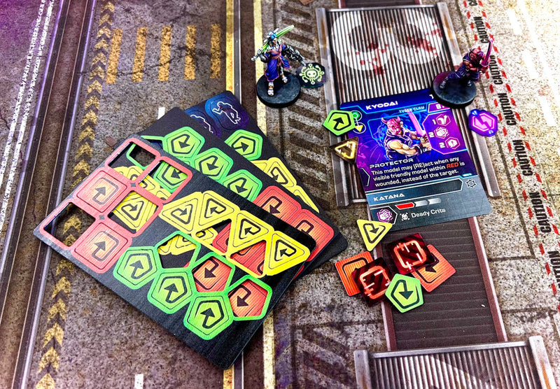 Cyberpunk RED: Combat Zone: Reaction Acrylic Full Colour Token Set-1