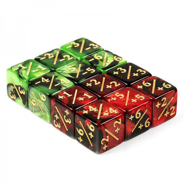 Positive Negative Dice +1+1/-1-1 Red and Green