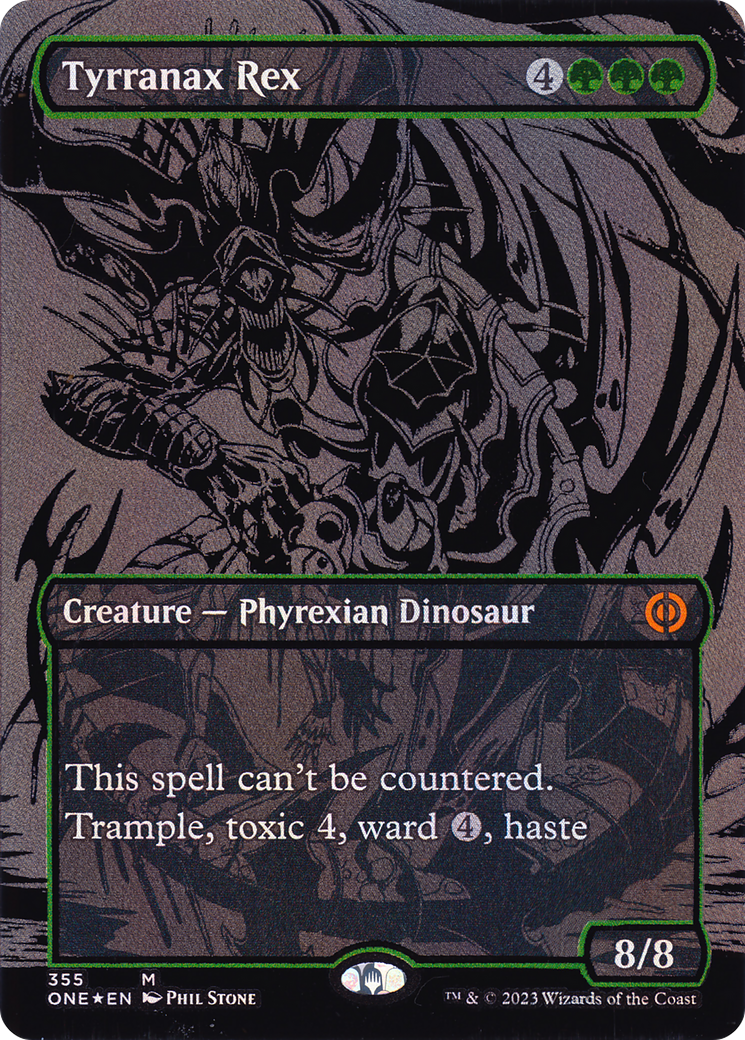 Tyrranax Rex (Oil Slick Raised Foil) (ONE-355) - Phyrexia: All Will Be One (Borderless) Foil-1