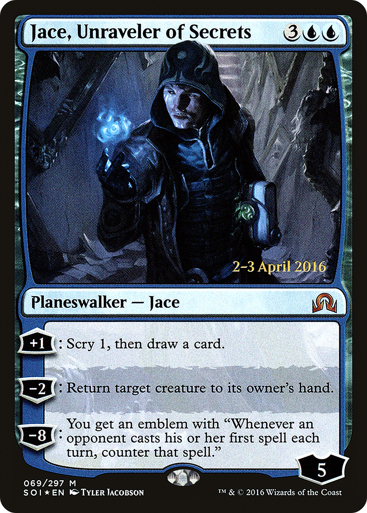 Jace, Unraveler of Secrets [Shadows over Innistrad Prerelease Promos]-1