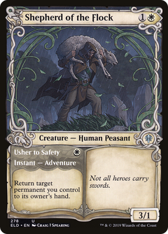 Shepherd of the Flock // Usher to Safety (Showcase) [Throne of Eldraine]-1