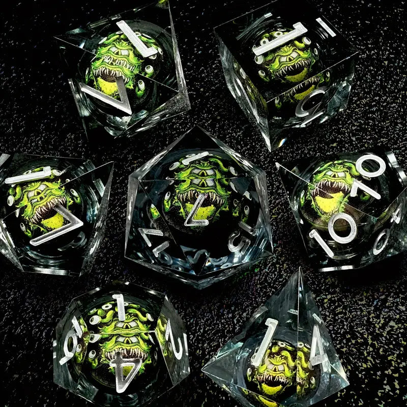 Beholder RPG Dice Set (Black/Green)-1