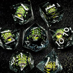 Beholder RPG Dice Set (Black/Green)-1