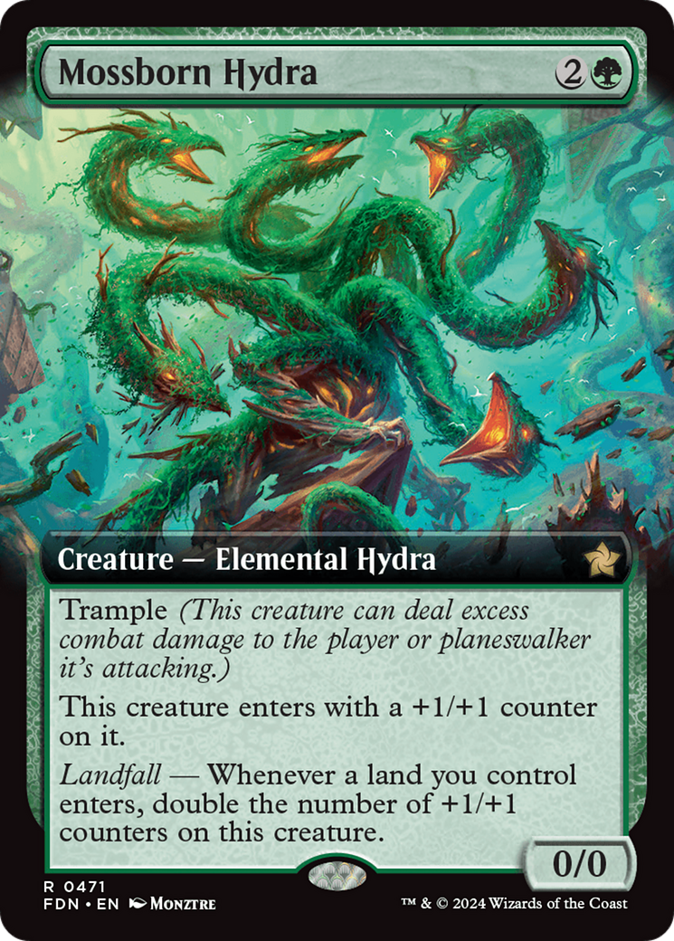 Mossborn Hydra (Extended Art) [Foundations]-1