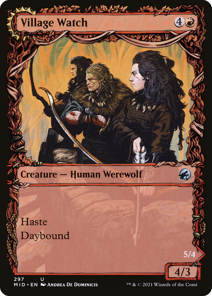 Village Watch (Showcase) (MID-297) - Innistrad: Midnight Hunt: (Showcase, Double Faced Transform)-3
