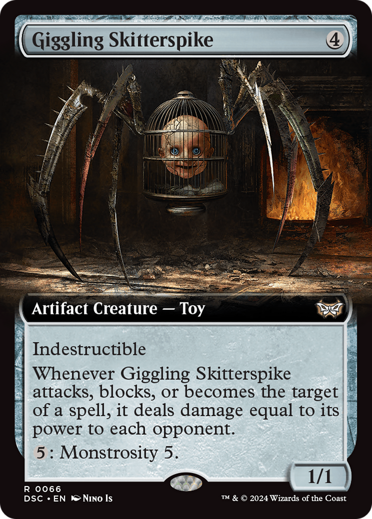 Giggling Skitterspike (Extended Art) [Duskmourn: House of Horror Commander]-1